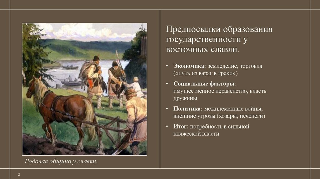 Предпосылки образования государственности у восточных славян.