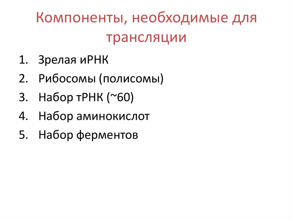 Компоненты, необходимые для трансляции
