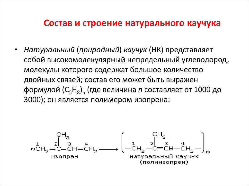 Состав и строение натурального каучука
