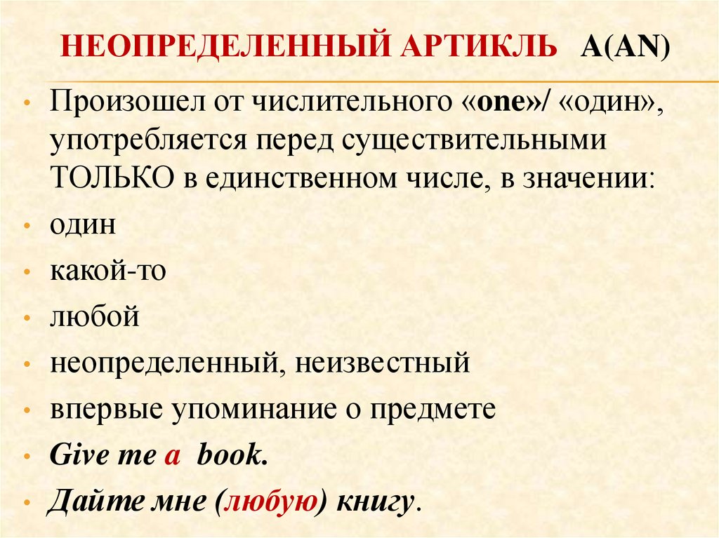 неопределенный артикль A(AN)