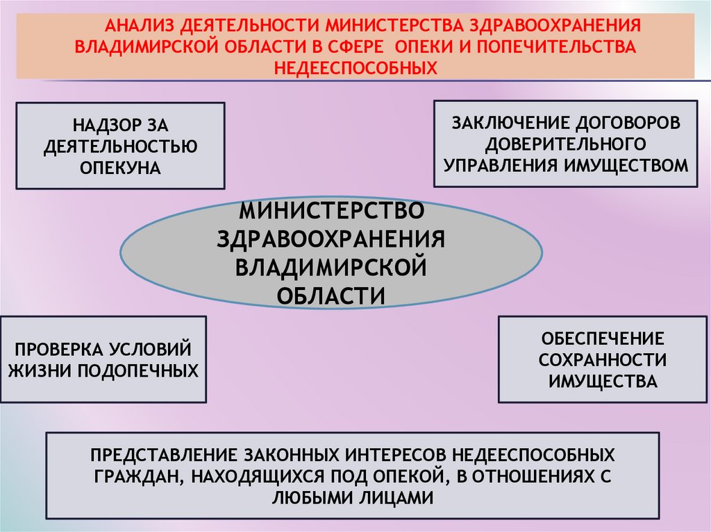 Анализ деятельности Министерства здравоохранения Владимирской области в сфере опеки и попечительства недееспособных
