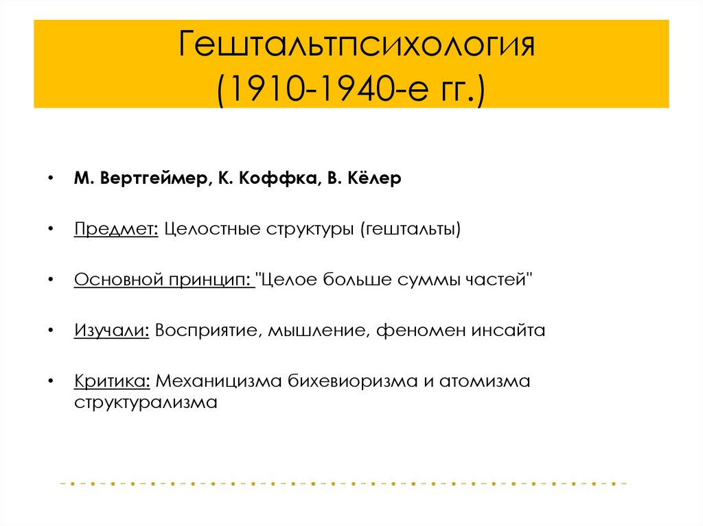 Гештальтпсихология (1910-1940-е гг.)