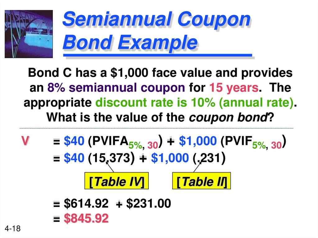 Semiannual Coupon Bond Example