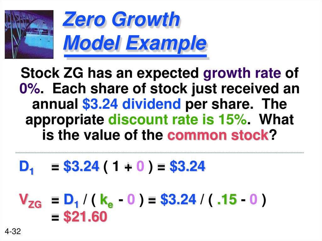 Zero Growth Model Example