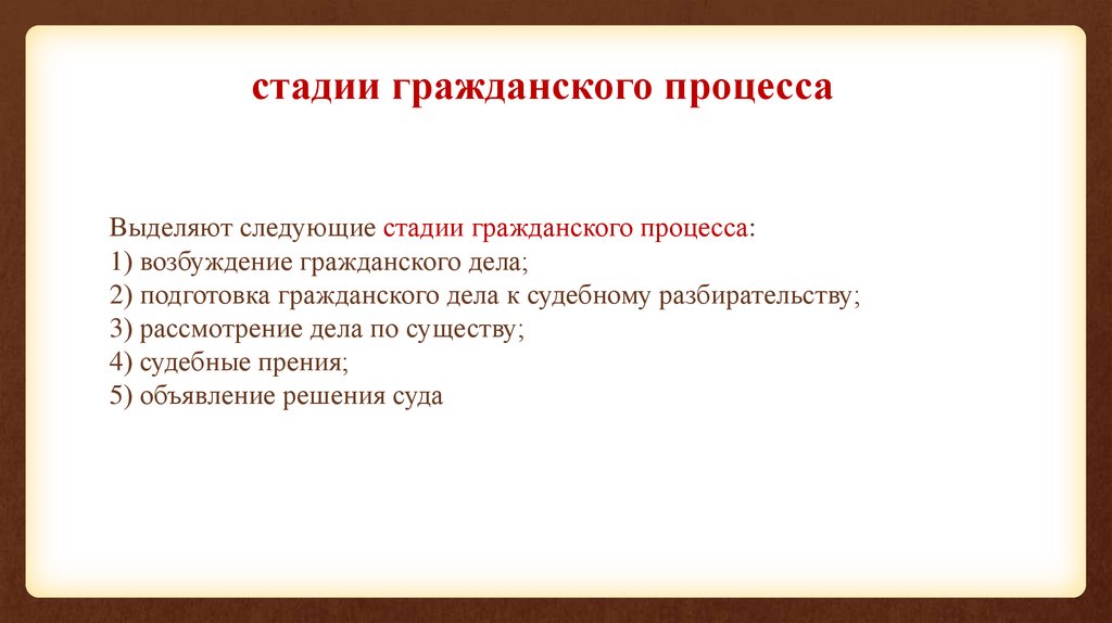 стадии гражданского процесса