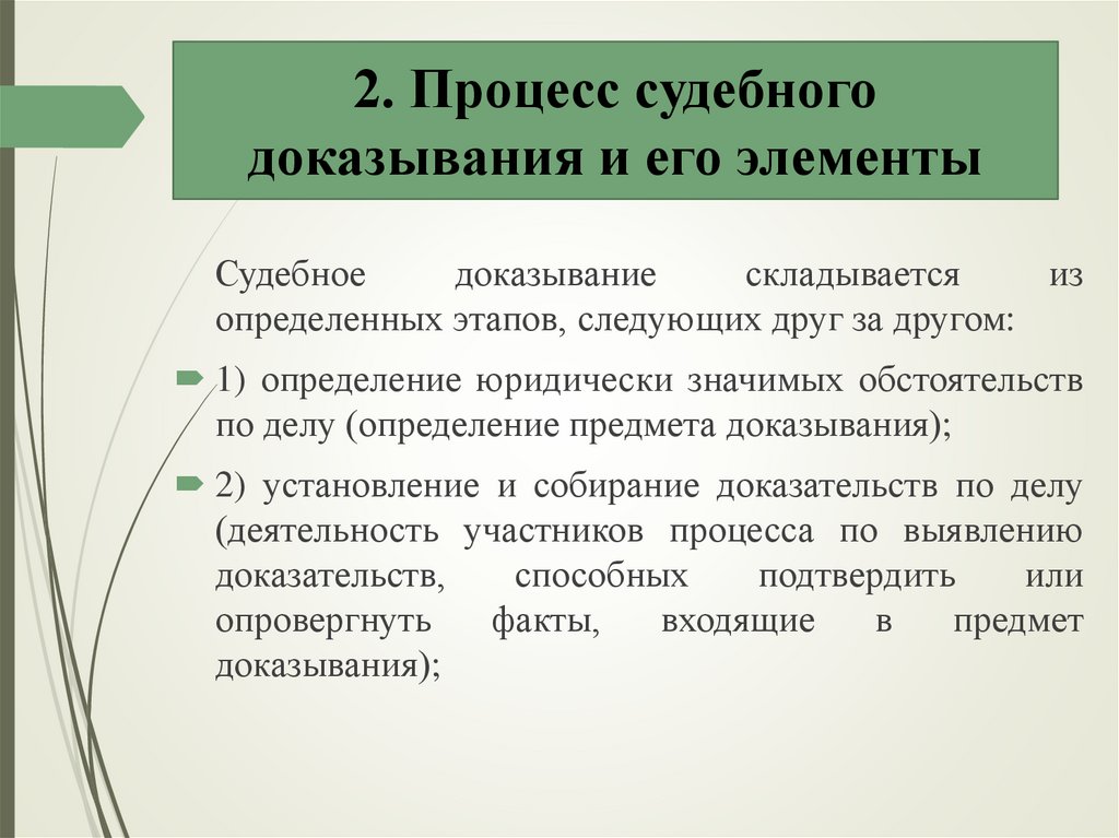 2. Процесс судебного доказывания и его элементы