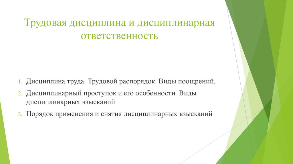 Трудовая дисциплина и дисциплинарная ответственность