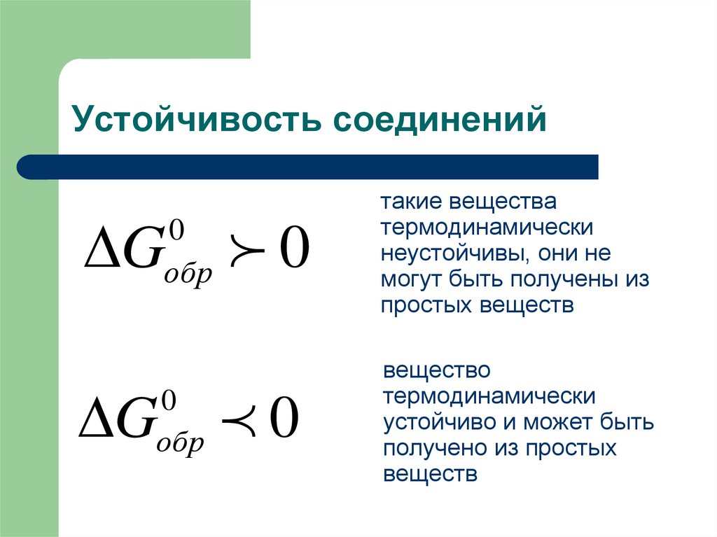 Устойчивость соединений