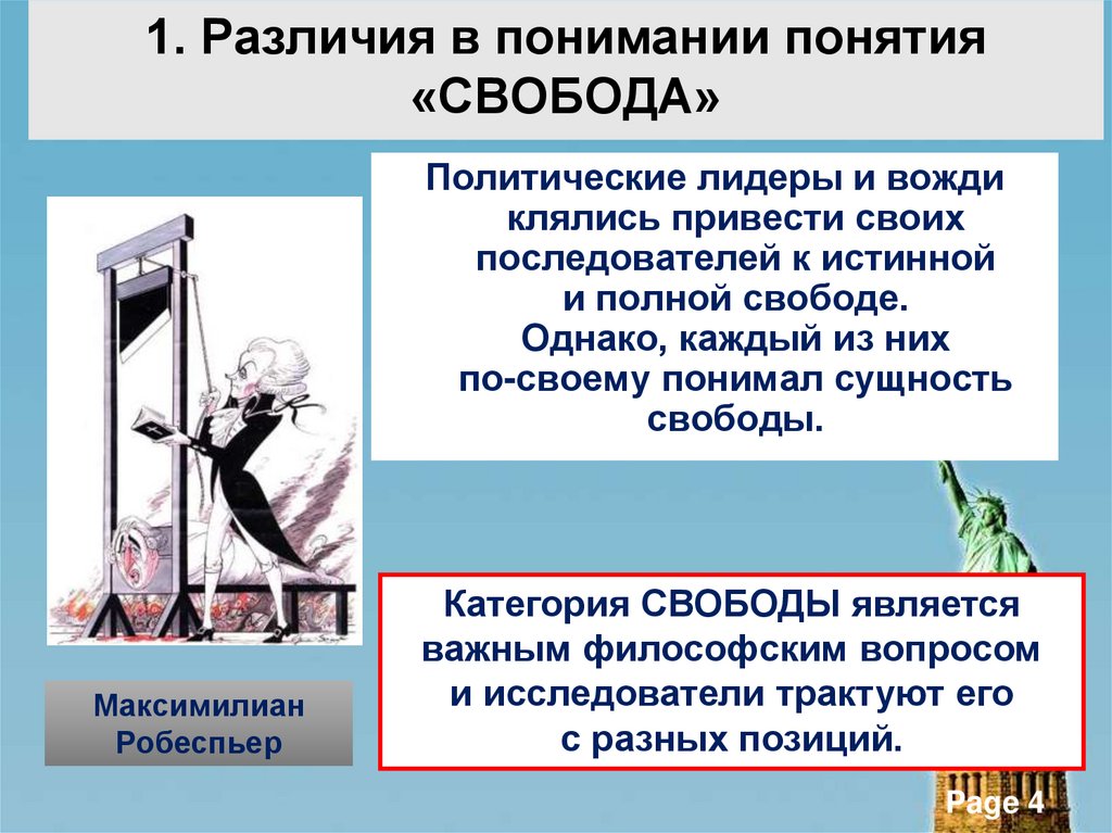 1. Различия в понимании понятия «СВОБОДА»