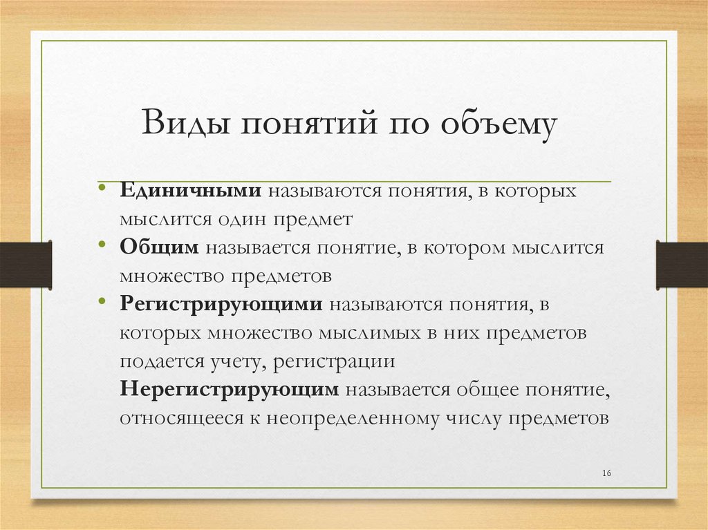 Виды понятий по объему
