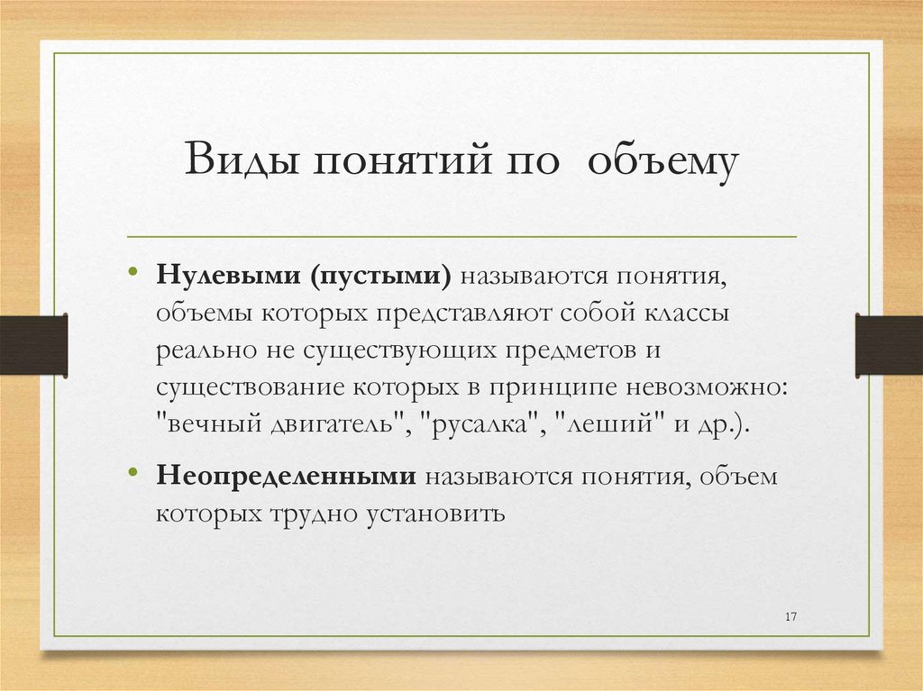 Виды понятий по объему