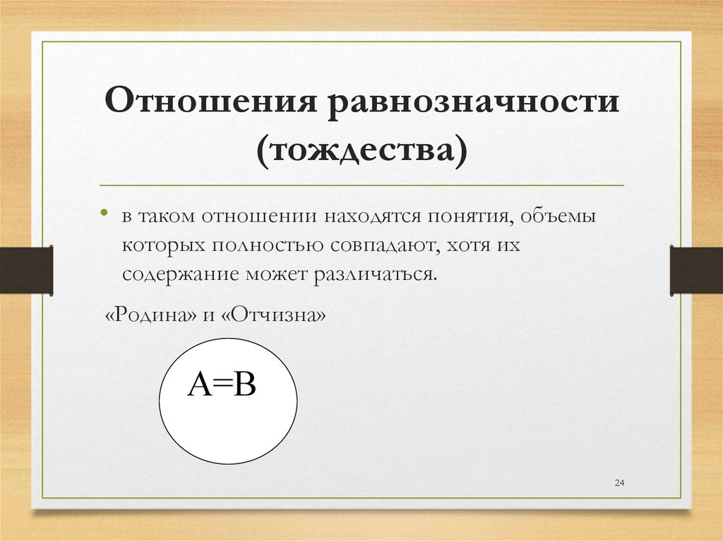 Отношения равнозначности (тождества)