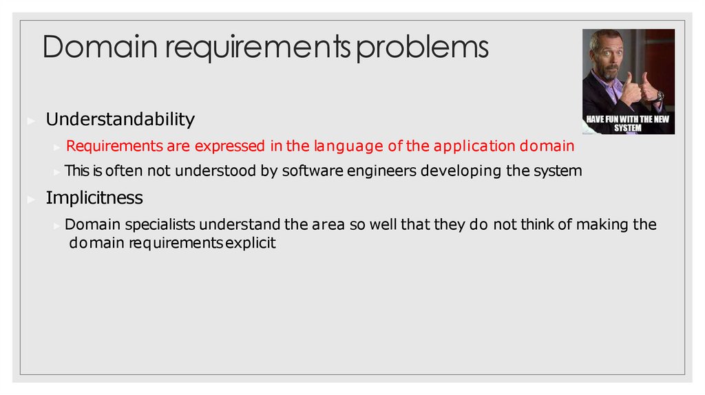 Domain requirements problems