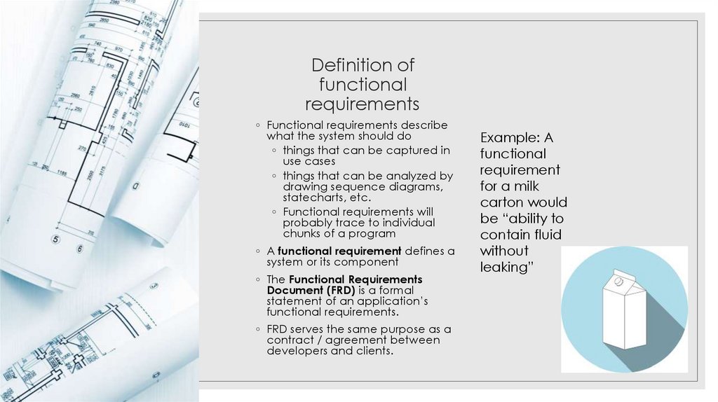 Definition of functional requirements