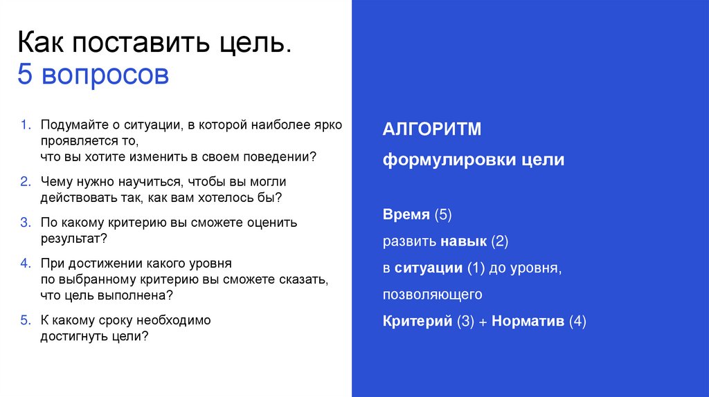 Как поставить цель. 5 вопросов