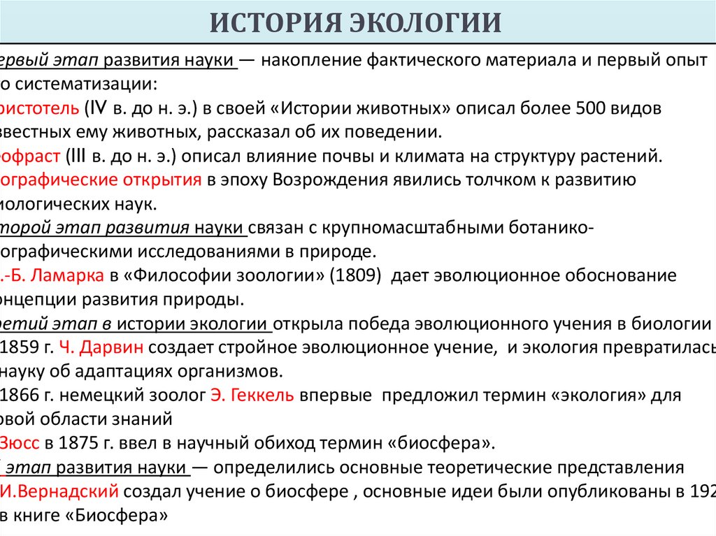 ИСТОРИЯ ЭКОЛОГИИ