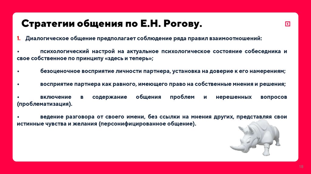 Стратегии общения по Е.Н. Рогову.