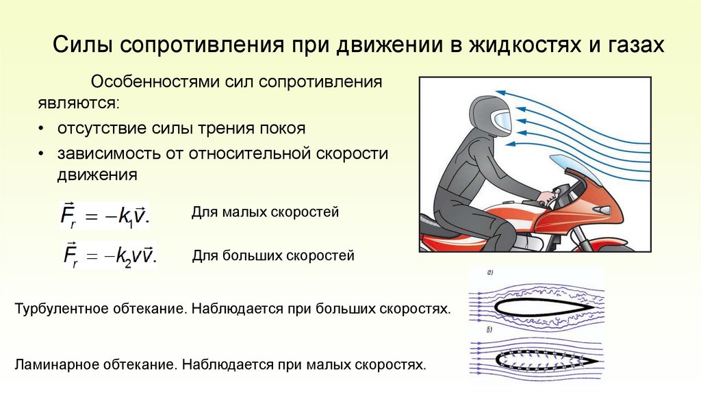 Силы сопротивления при движении в жидкостях и газах