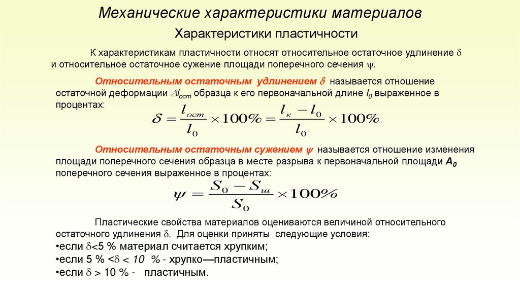 Механические характеристики материалов