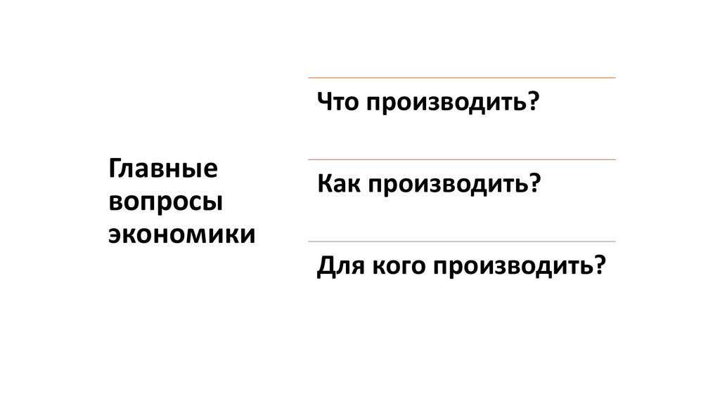 Главные вопросы экономики