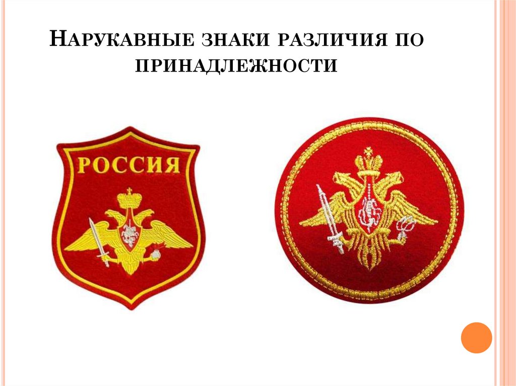Нарукавные знаки различия по принадлежности