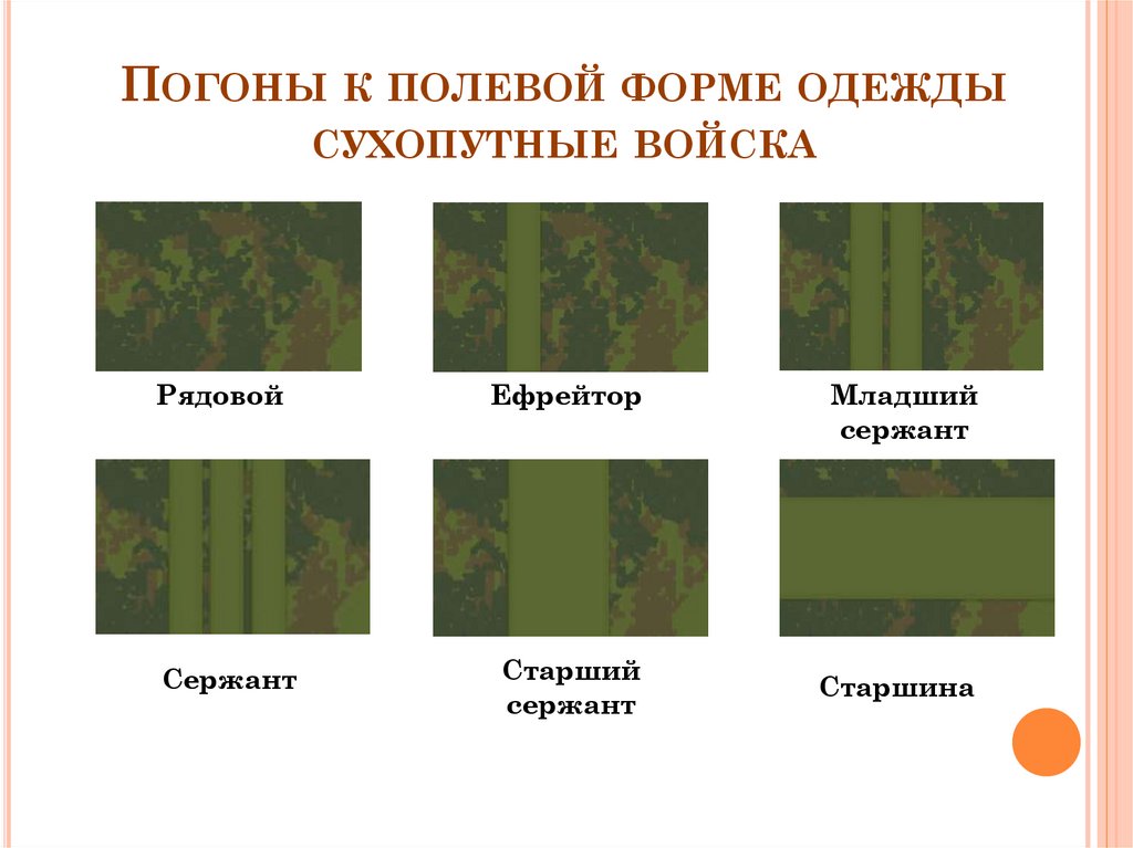 Погоны к полевой форме одежды сухопутные войска