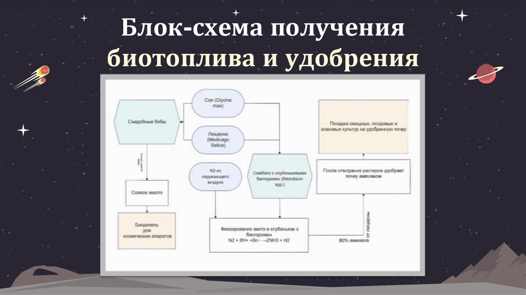 Блок-схема получения биотоплива и удобрения