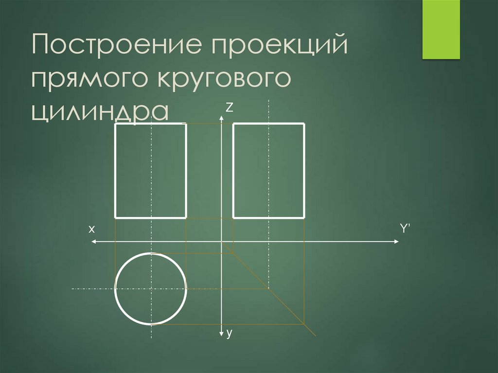 Построение проекций прямого кругового цилиндра