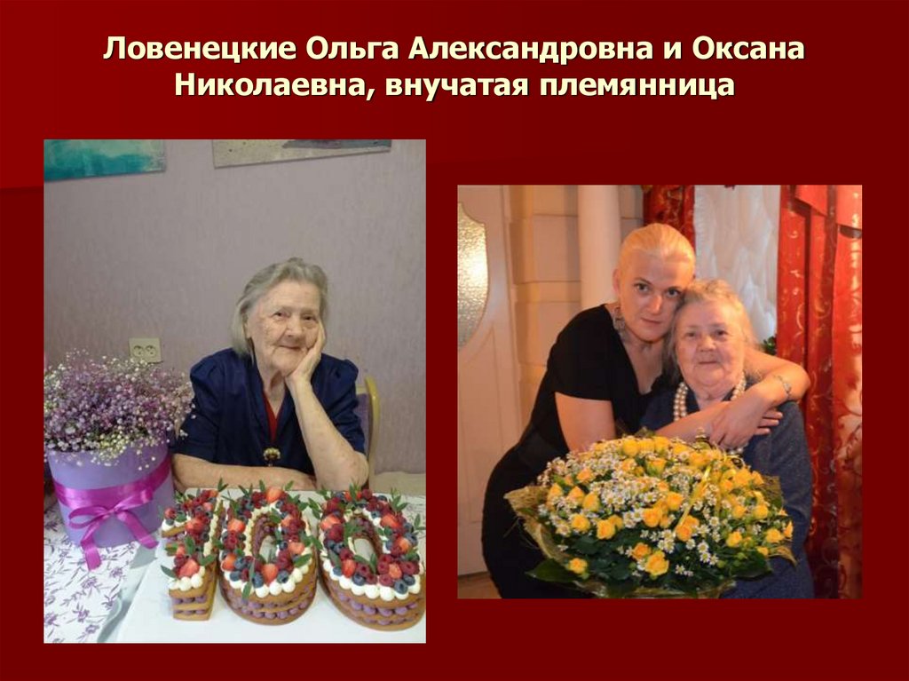 Ловенецкие Ольга Александровна и Оксана Николаевна, внучатая племянница
