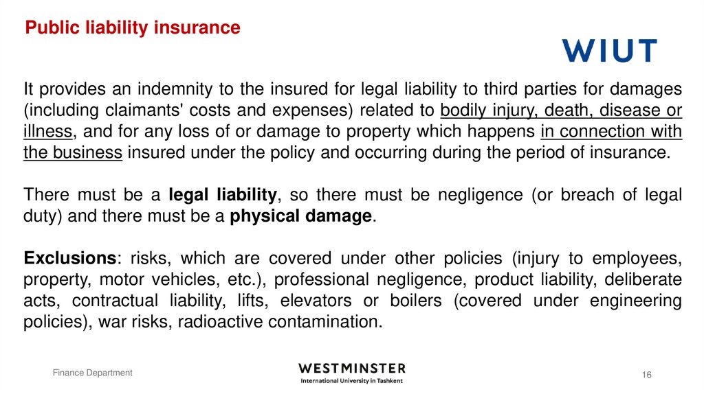 Public liability insurance