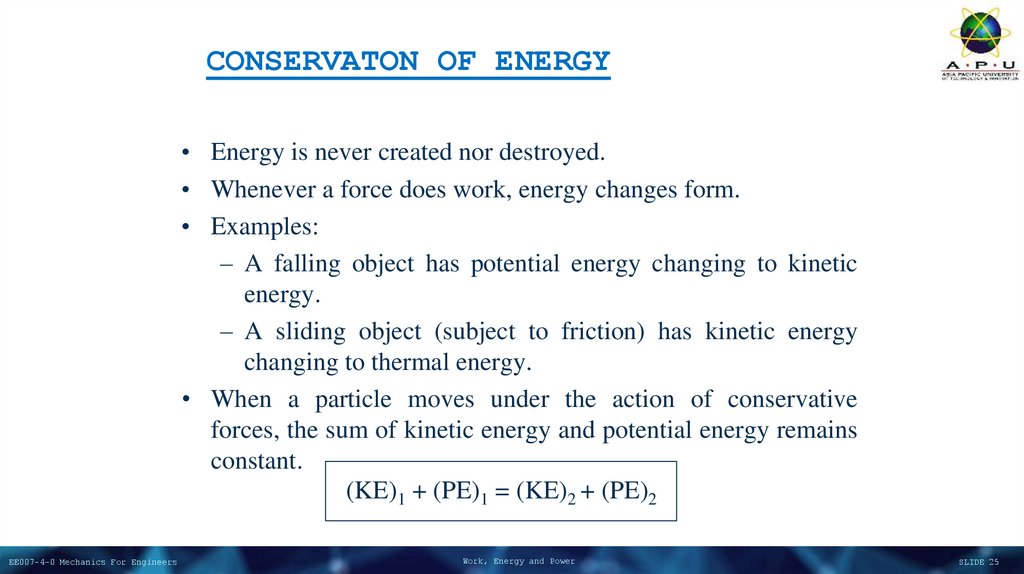 CONSERVATON OF ENERGY