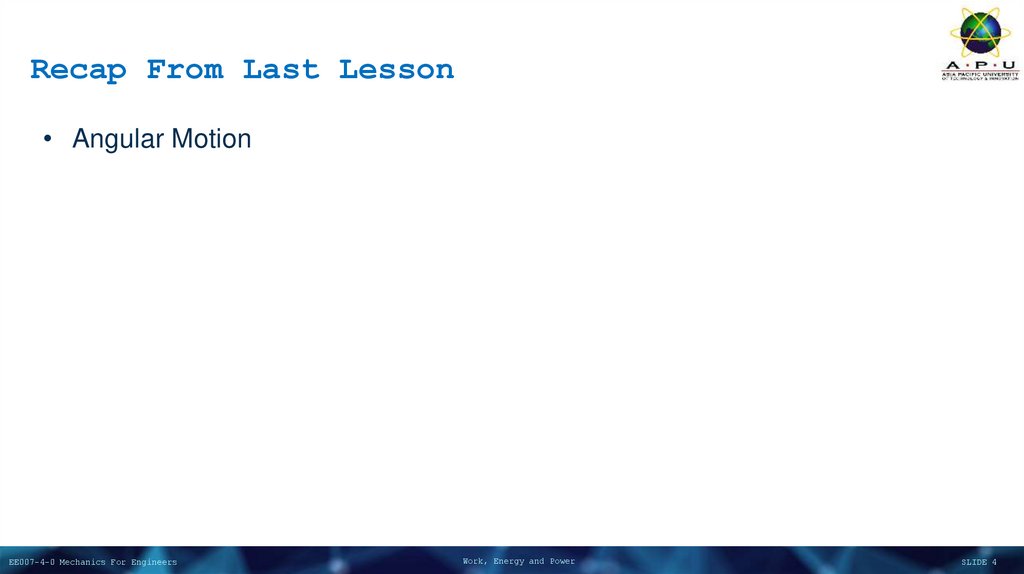 Recap From Last Lesson