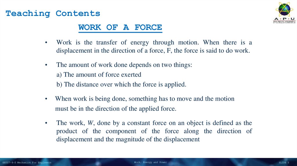 WORK OF A FORCE