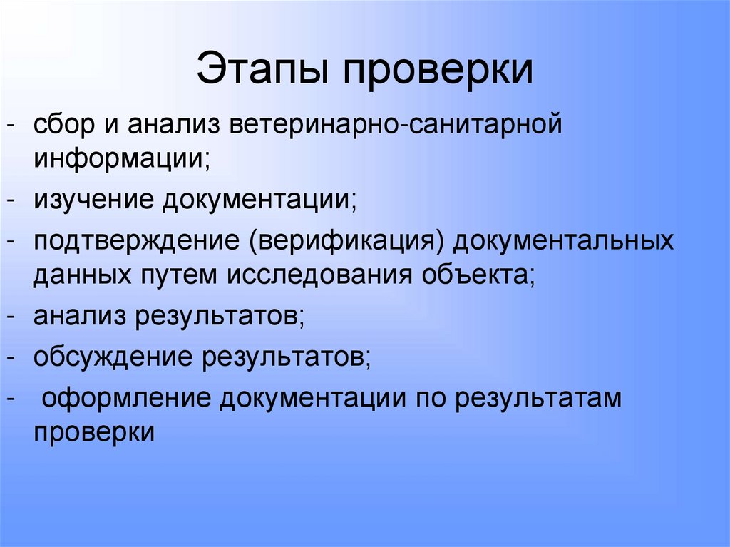 Этапы проверки