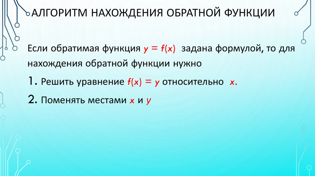 Алгоритм нахождения обратной функции