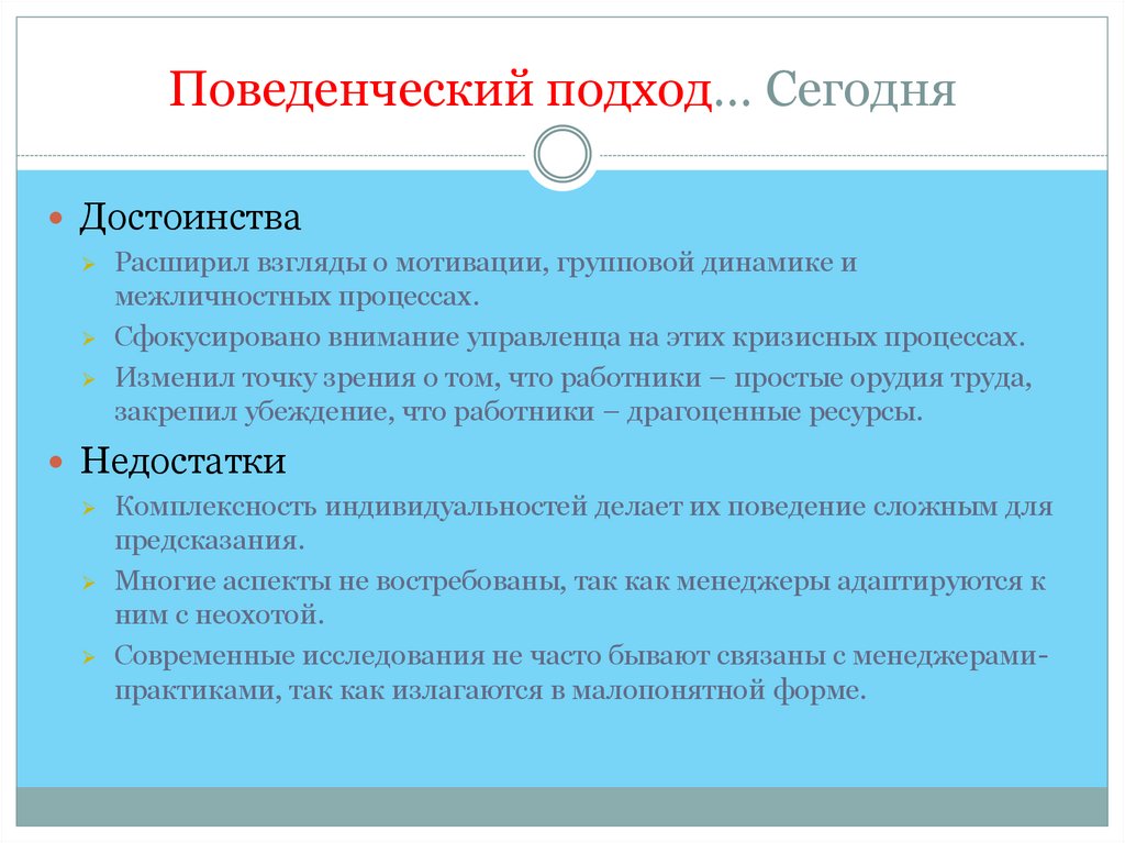 Поведенческий подход… Сегодня
