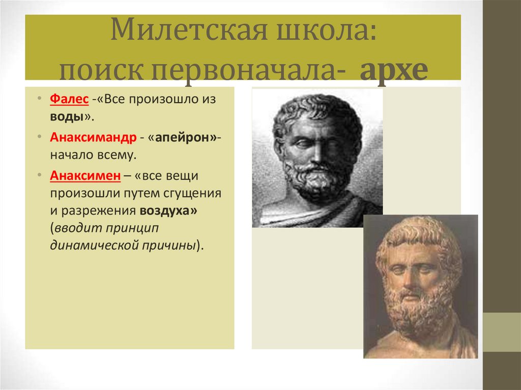Милетская школа: поиск первоначала- архе