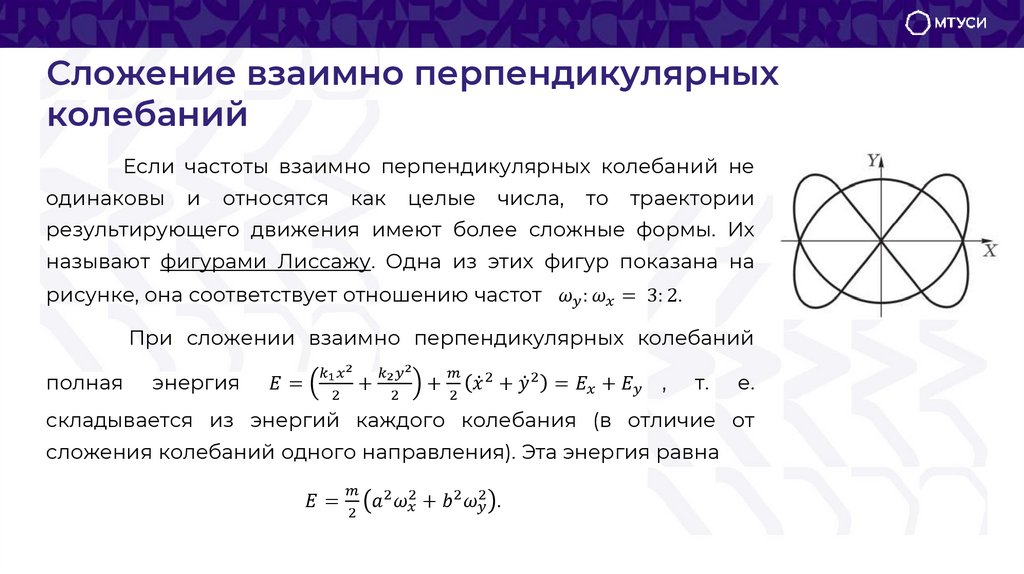 Сложение взаимно перпендикулярных колебаний