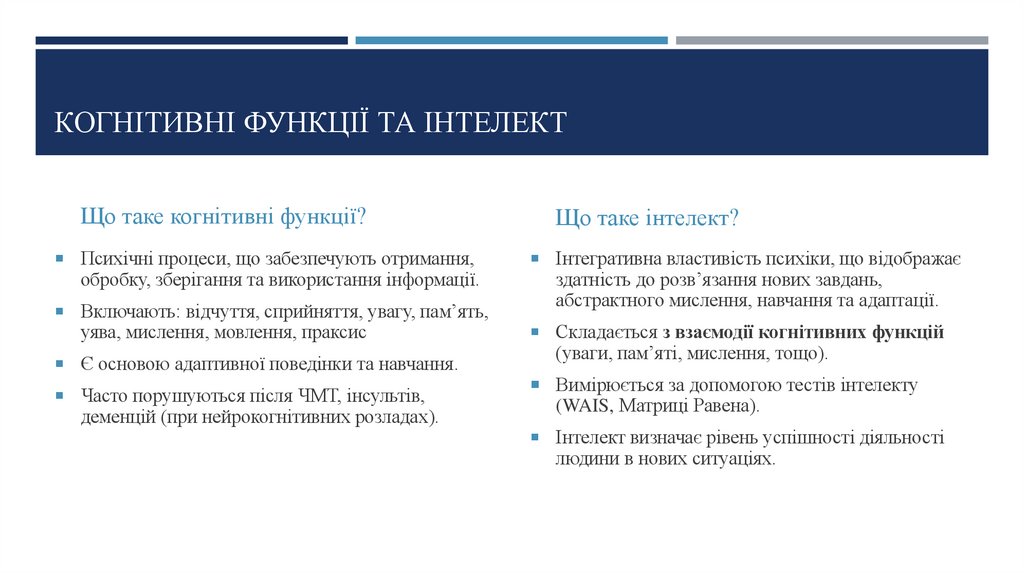 Когнітивні функції та інтелект