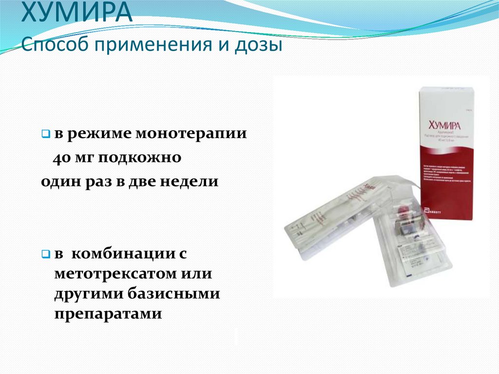 ХУМИРА Способ применения и дозы