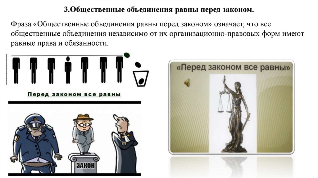 3.Общественные объединения равны перед законом.