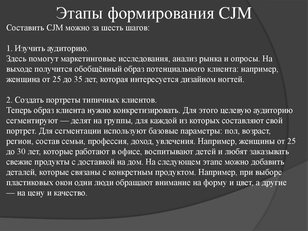Этапы формирования CJM