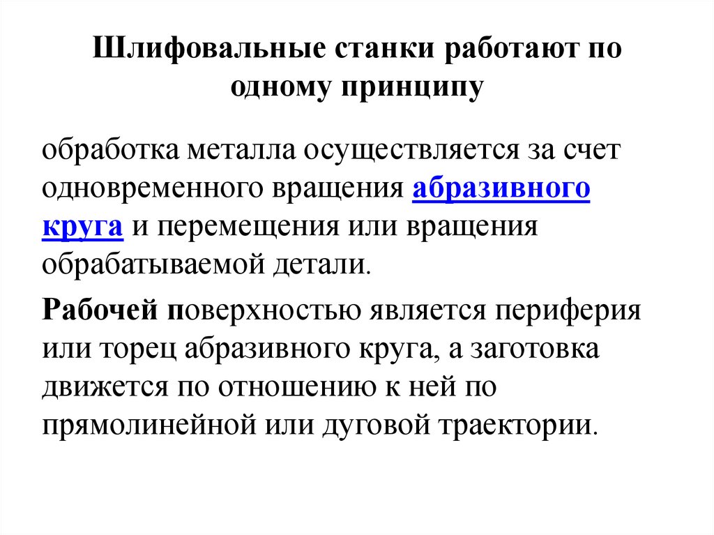 Шлифовальные станки работают по одному принципу