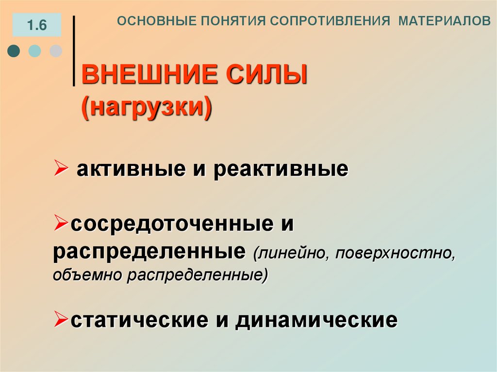 ВНЕШНИЕ СИЛЫ (нагрузки)