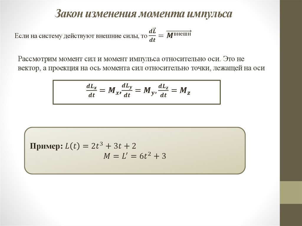 Закон изменения момента импульса