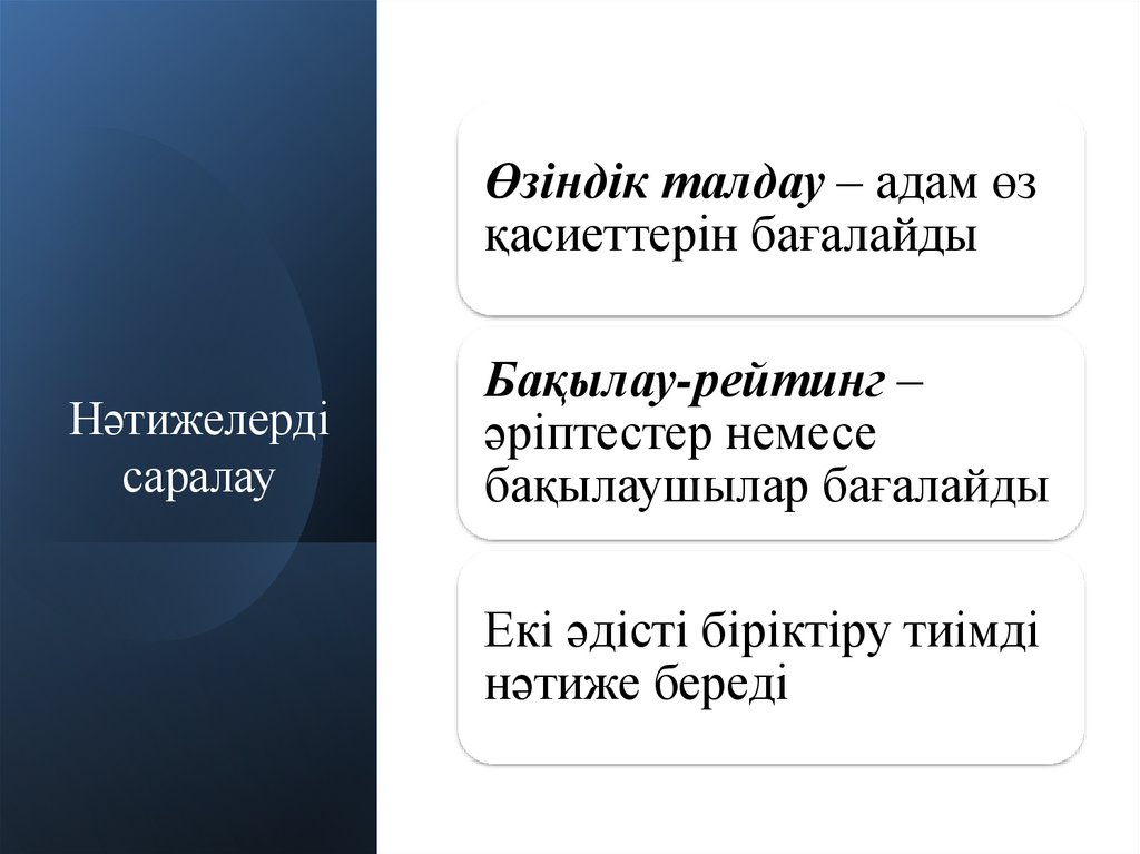 Нәтижелерді саралау