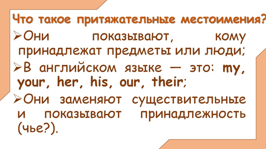 Что такое притяжательные местоимения?