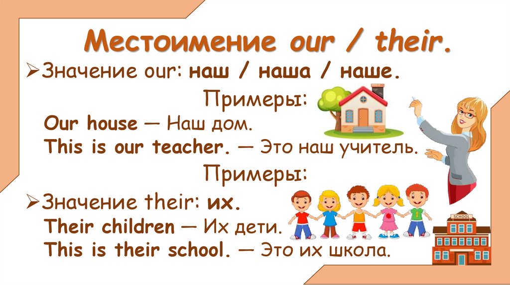 Местоимение our / their.