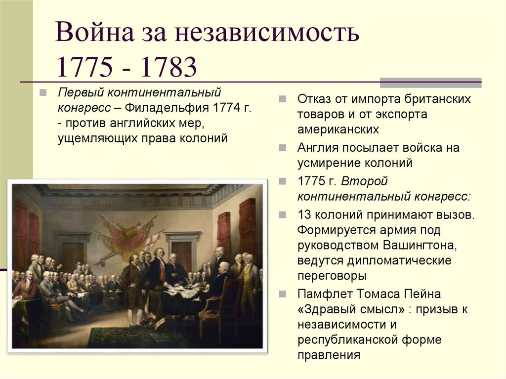 Война за независимость 1775 - 1783