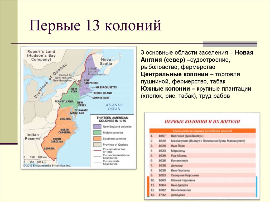 Первые 13 колоний